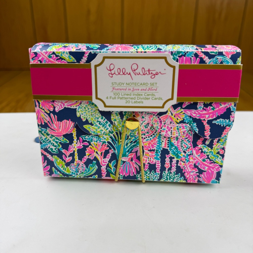 Lilly Pulitzer Study Notecard Set Seen and Herd Tropical Index Cards 550863 NEW